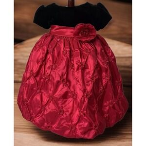 American Princess Girls 2T Sequins Can Can Slip Party Fancy Christmas Satin Bow